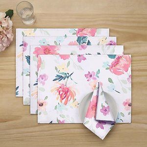 brand new Set of 4 Spring Jubilee Abstract Floral Fabric 13x18 inch Placemats